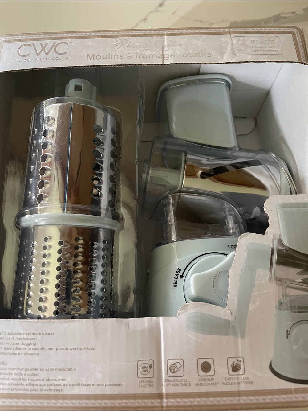 CWC Rotary Grater Kitchen Tool in Light Blue - Picture 5 of 5